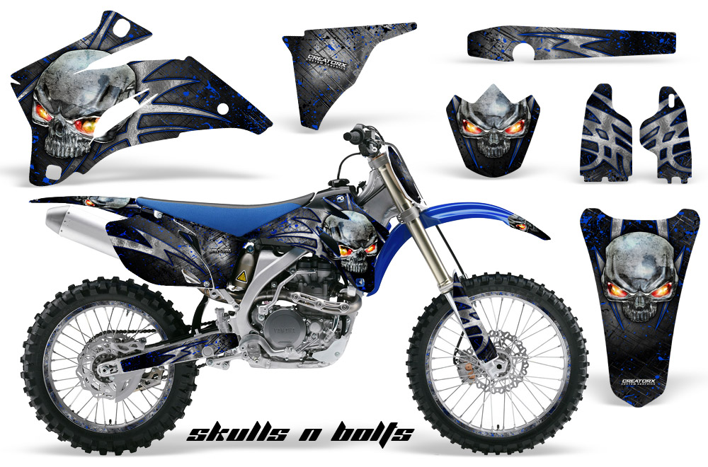 Yamaha YZ 250F 450F 06-09 Skulls n Bolts Metal Blue BLB NP Rims